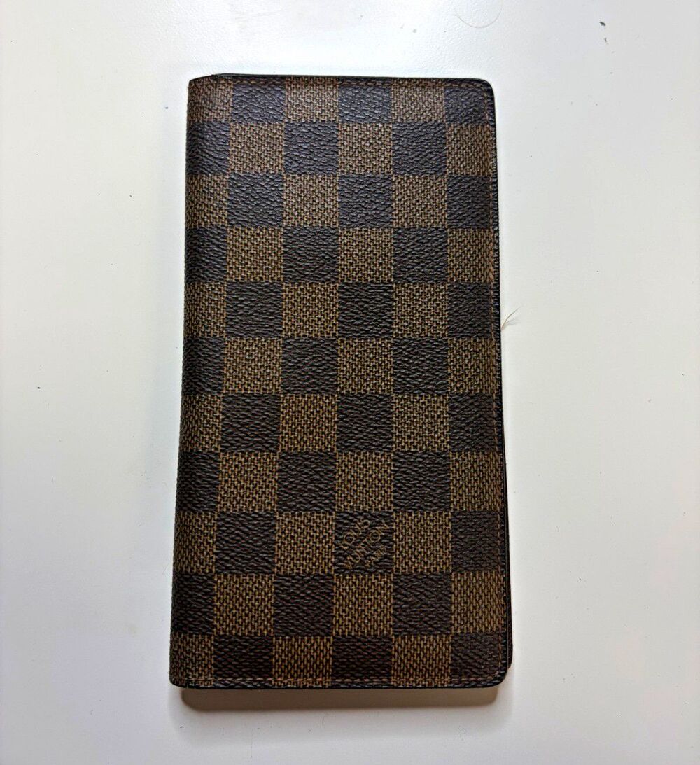Louis Vuitton Brown Check Wallet Long Bifold Folding Credit Card Slots